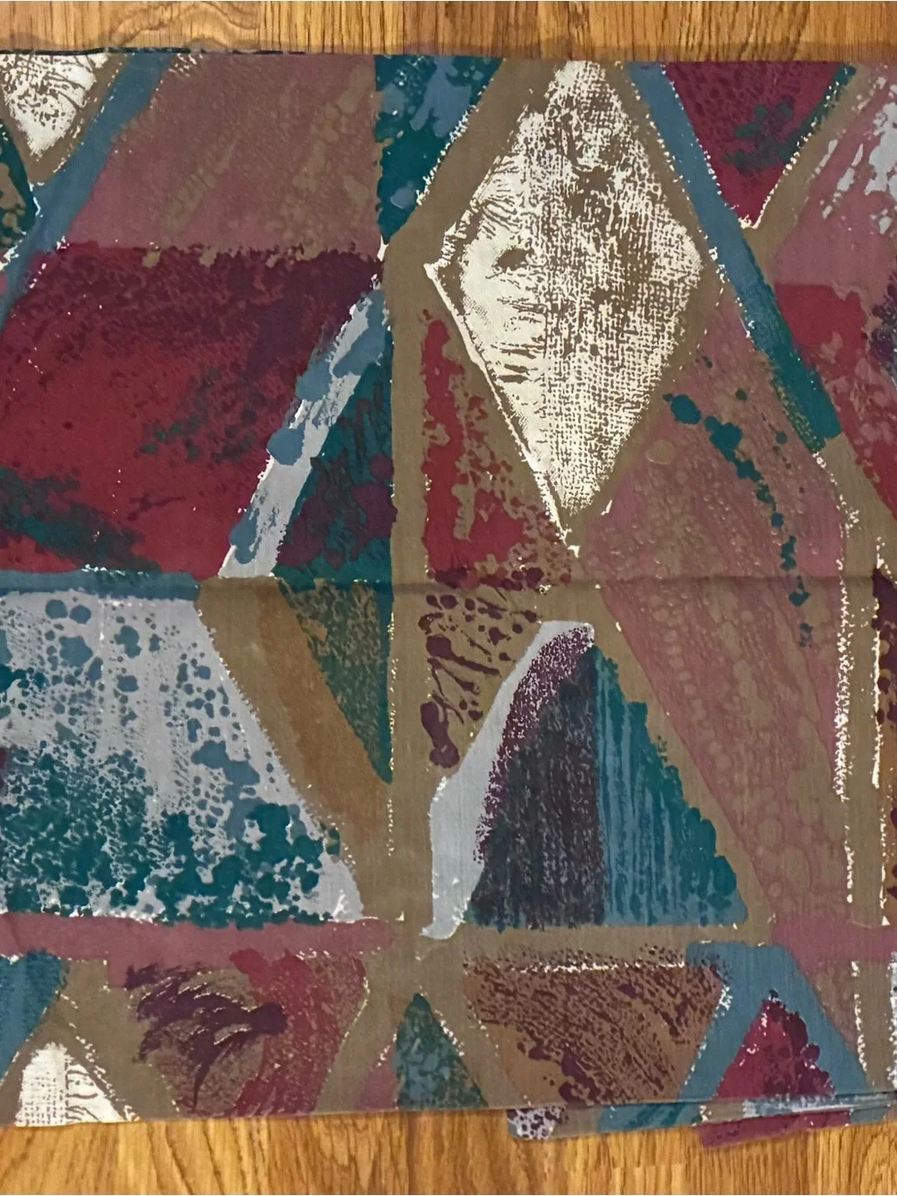 Set Of 2 Vintage 90's Abstract Geometric Burgundy Green 20x40 Hotel Pillowcases